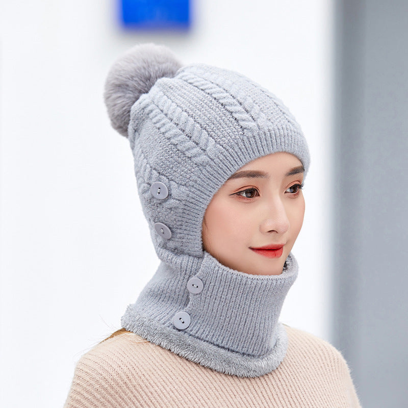 Women's Keeping Hat Knitted Mask Hooded Suit Outdoor Hats & Caps