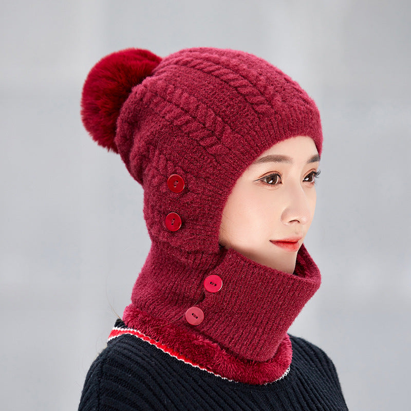 Women's Keeping Hat Knitted Mask Hooded Suit Outdoor Hats & Caps