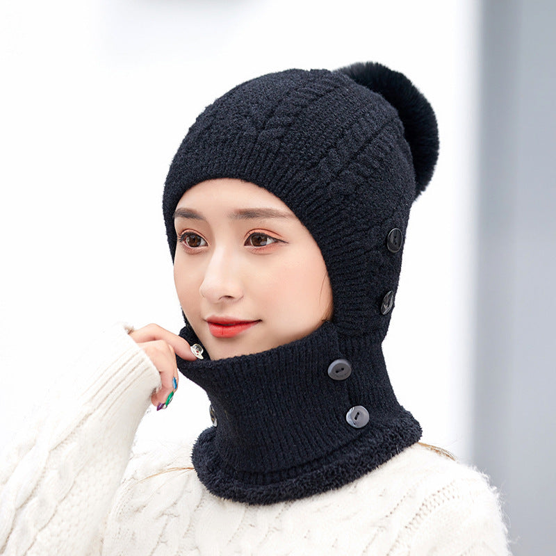 Women's Keeping Hat Knitted Mask Hooded Suit Outdoor Hats & Caps