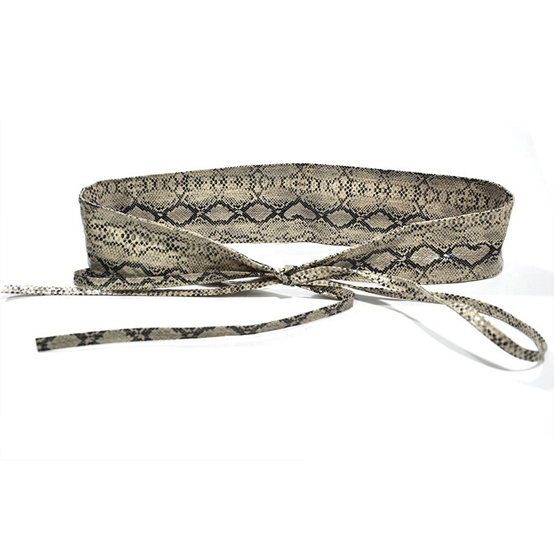 Women's Pattern Bow Bandage Waist Seal Personal Leisure Snake Belts