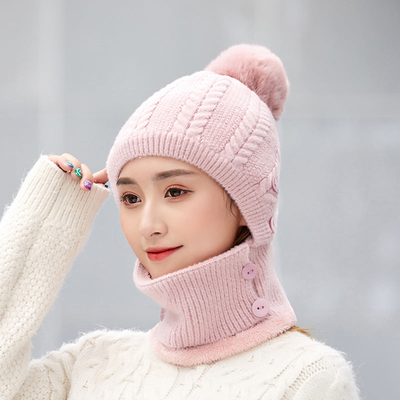 Women's Keeping Hat Knitted Mask Hooded Suit Outdoor Hats & Caps