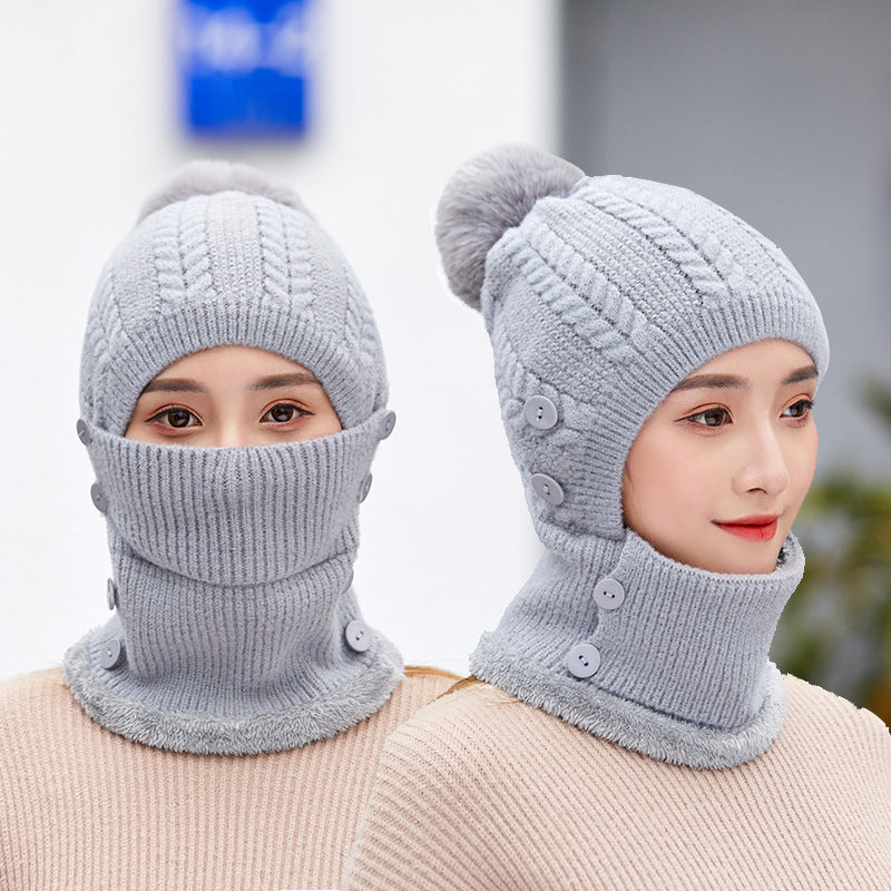 Women's Keeping Hat Knitted Mask Hooded Suit Outdoor Hats & Caps