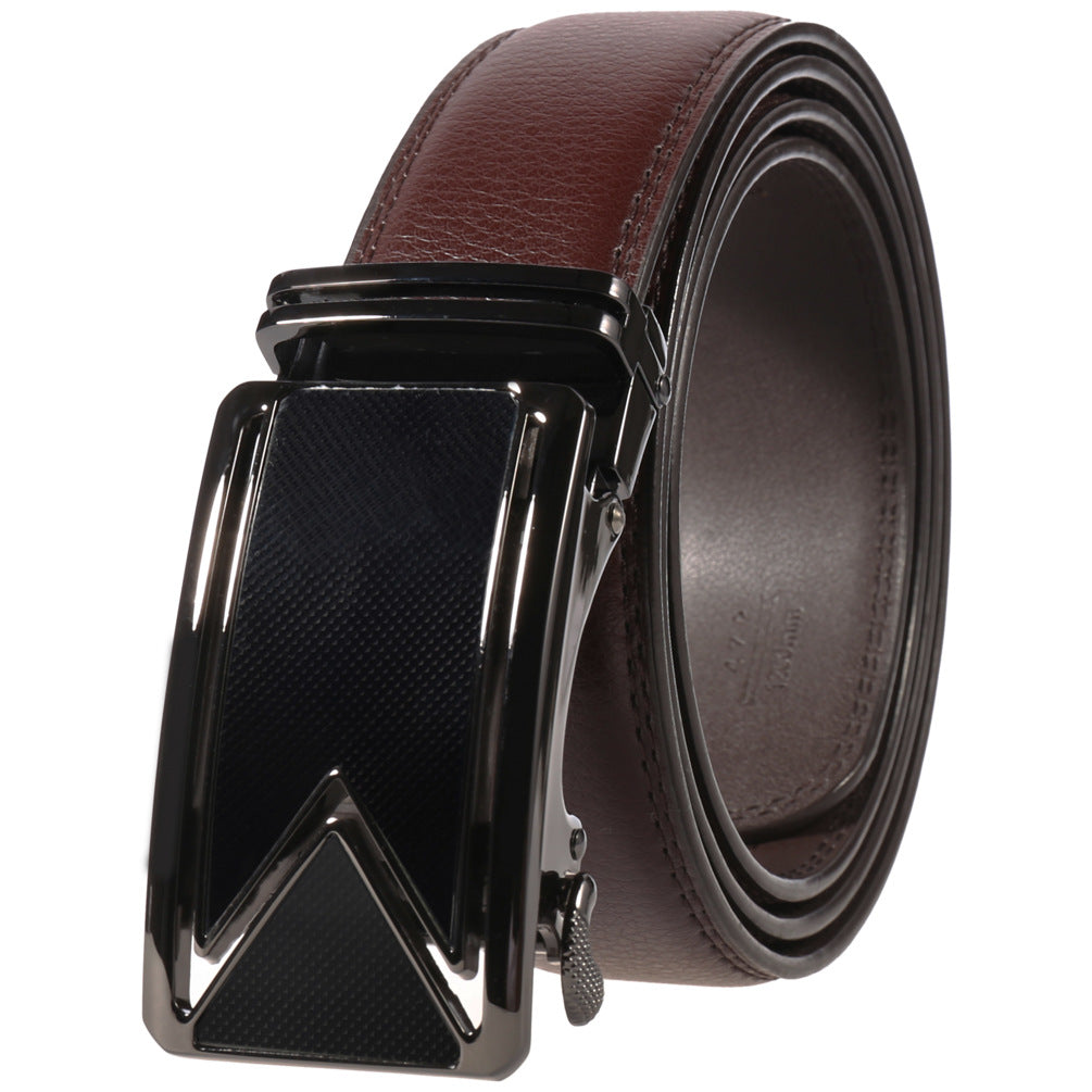 Men's Leather Cowhide Automatic Buckle Pants Korean Belts