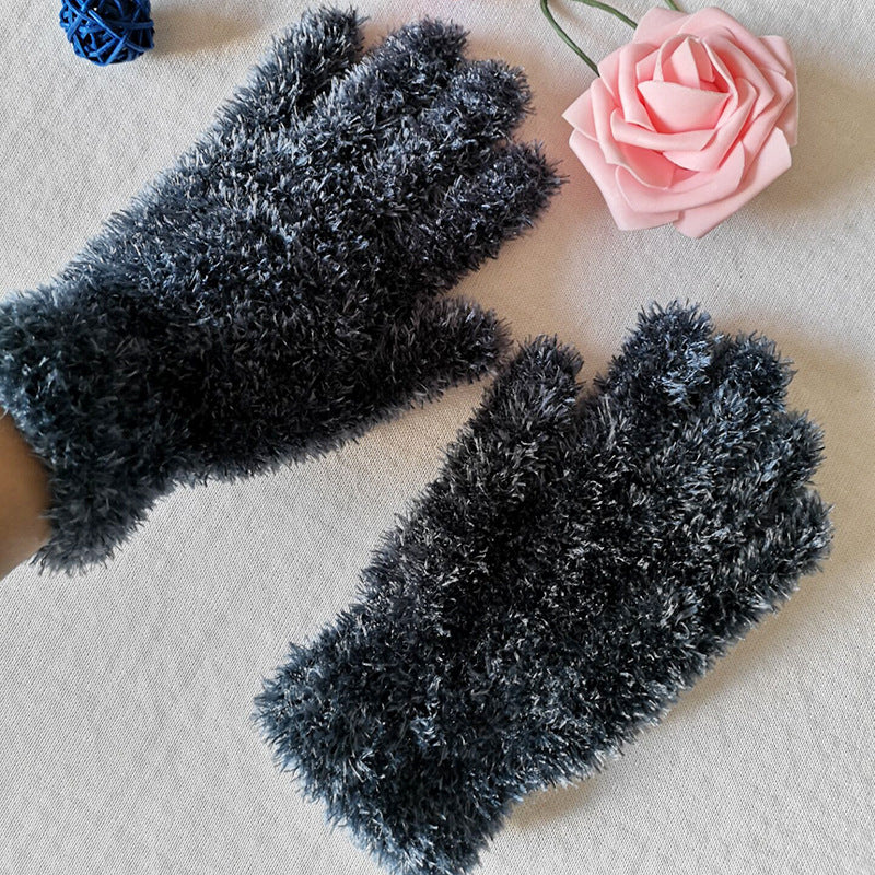 Women's Feather Yarn Fashionable Knitted In Various Gloves