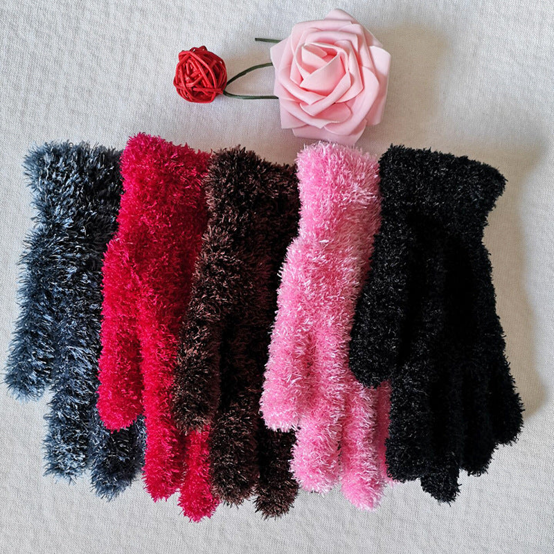 Women's Feather Yarn Fashionable Knitted In Various Gloves