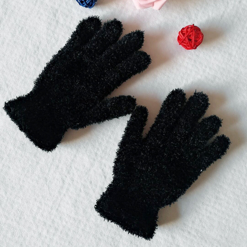 Women's Feather Yarn Fashionable Knitted In Various Gloves