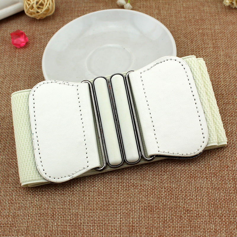 Women's Elastic Waistband Decorative Ladies Feel Patent Belts