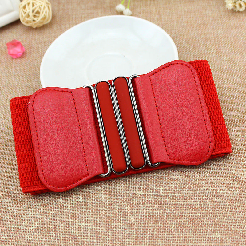 Women's Elastic Waistband Decorative Ladies Feel Patent Belts