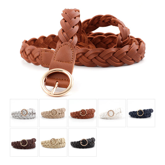 Women's Fashionable Twist Simple Decorative Round Buckle Belts