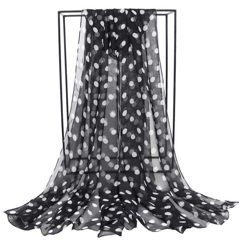 Women's Korean Style Polka Dot Georgette Long Scarfs