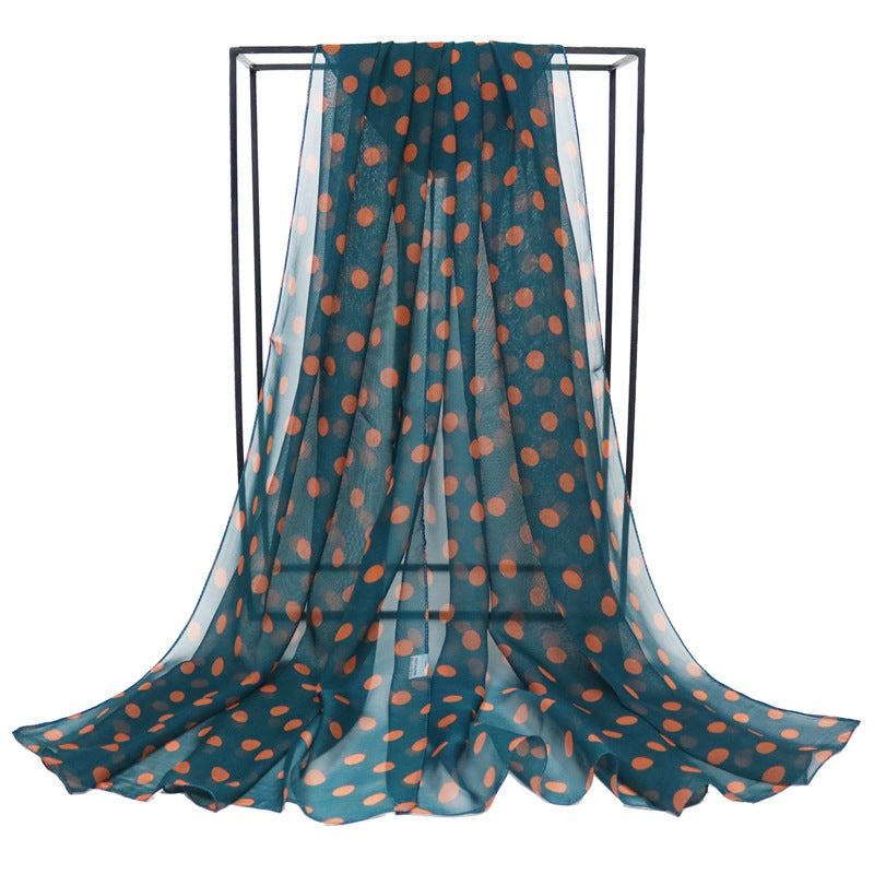 Women's Korean Style Polka Dot Georgette Long Scarfs