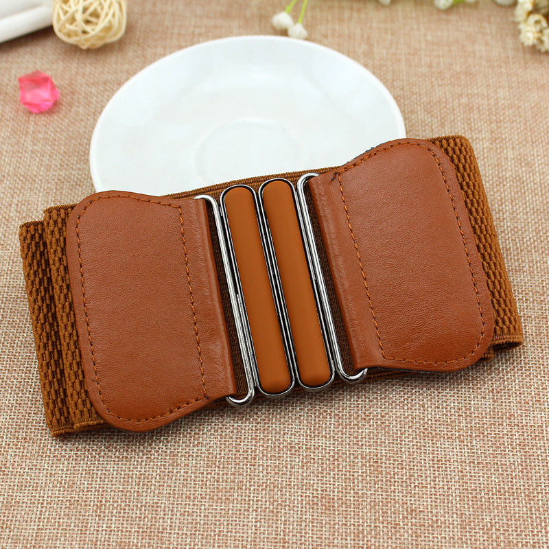 Women's Elastic Waistband Decorative Ladies Feel Patent Belts