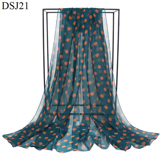 Women's Korean Style Polka Dot Georgette Long Scarfs