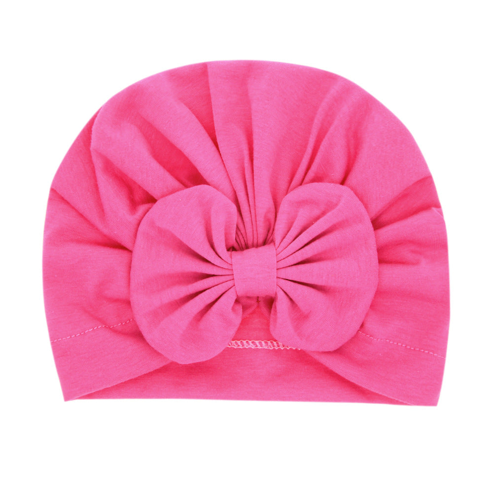 Children's Solid Color Hat Bow Sleeve Born Kids' Headwear