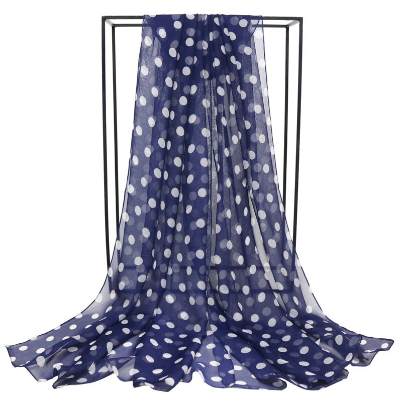 Women's Korean Style Polka Dot Georgette Long Scarfs