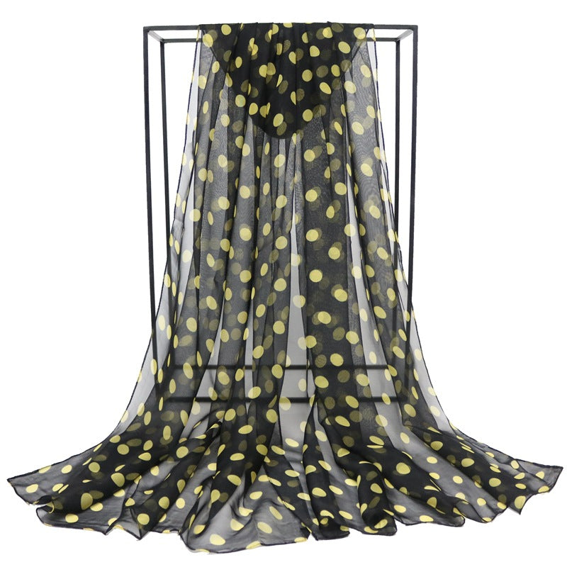 Women's Korean Style Polka Dot Georgette Long Scarfs