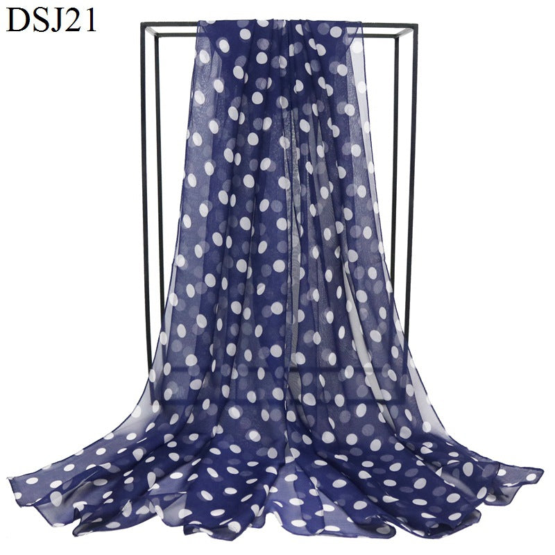 Women's Korean Style Polka Dot Georgette Long Scarfs