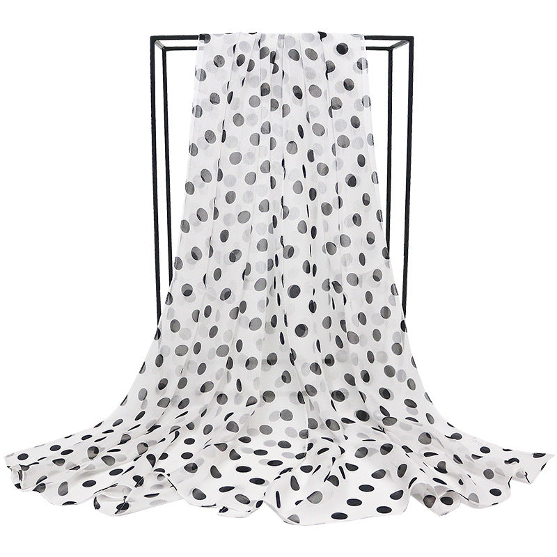 Women's Korean Style Polka Dot Georgette Long Scarfs