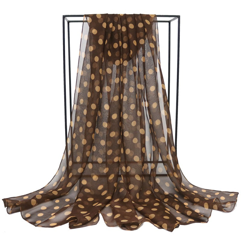 Women's Korean Style Polka Dot Georgette Long Scarfs