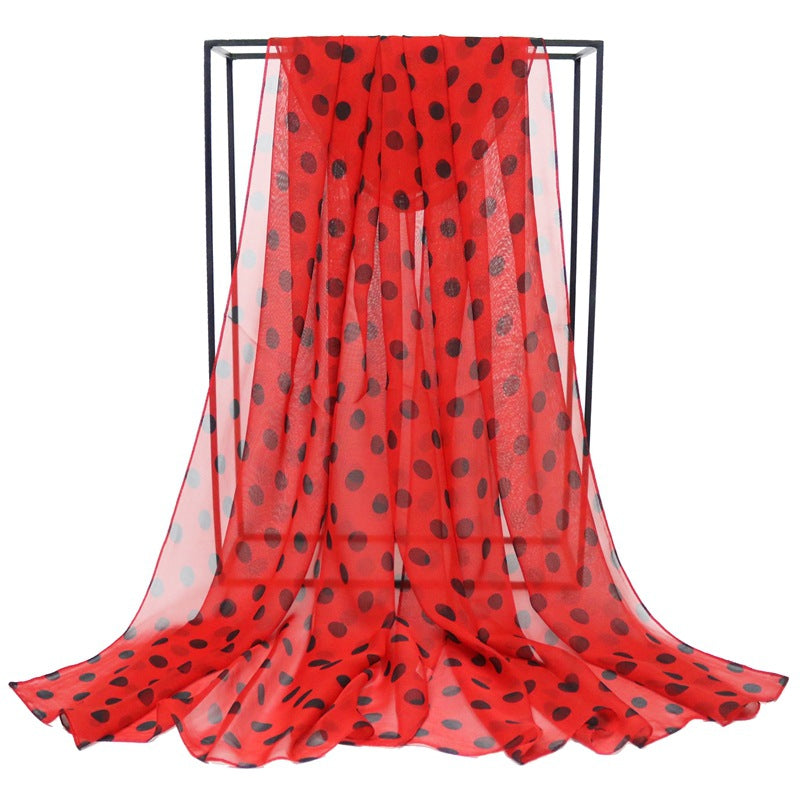 Women's Korean Style Polka Dot Georgette Long Scarfs