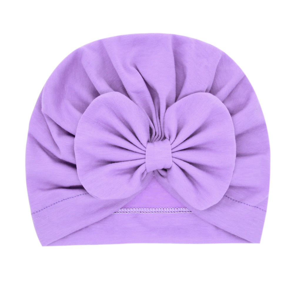 Children's Solid Color Hat Bow Sleeve Born Kids' Headwear