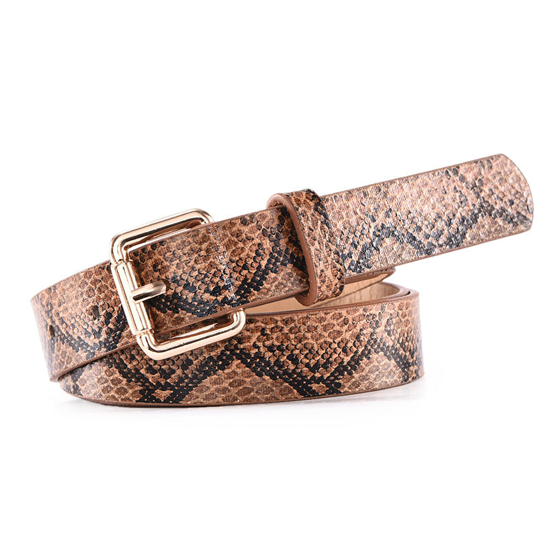 Women's Korean Style Fashion Snake Pattern Width Belts