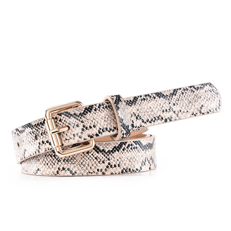 Women's Korean Style Fashion Snake Pattern Width Belts