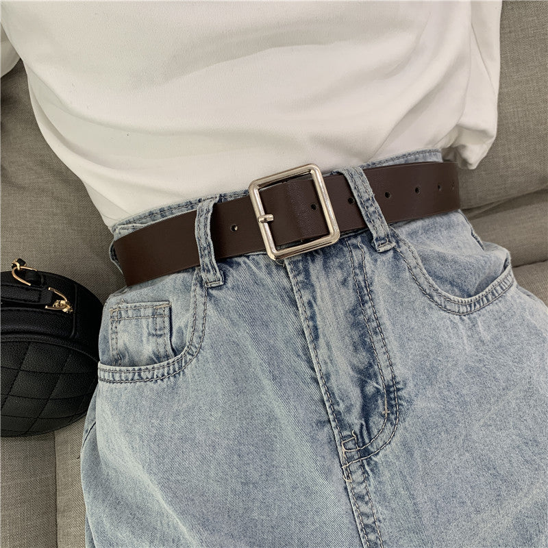 Women's & Men's Korean Style Square Buckle Simple Fashion Belts