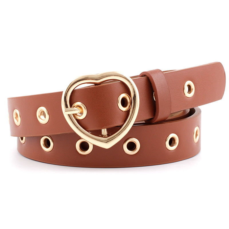 Love Gold Buckle Air Hole Hollow Belts