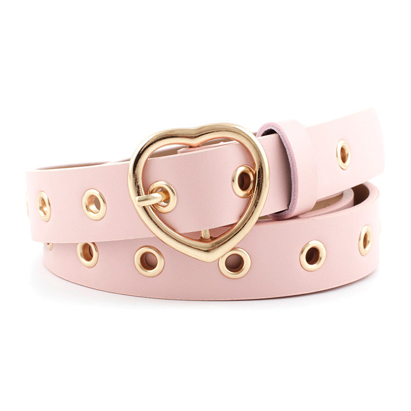 Love Gold Buckle Air Hole Hollow Belts