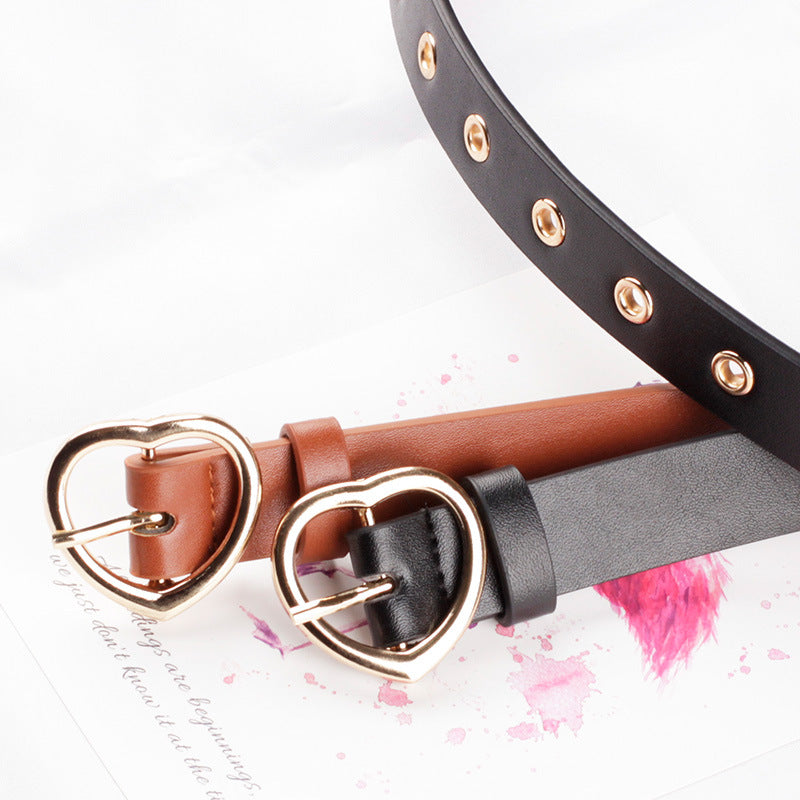 Love Gold Buckle Air Hole Hollow Belts