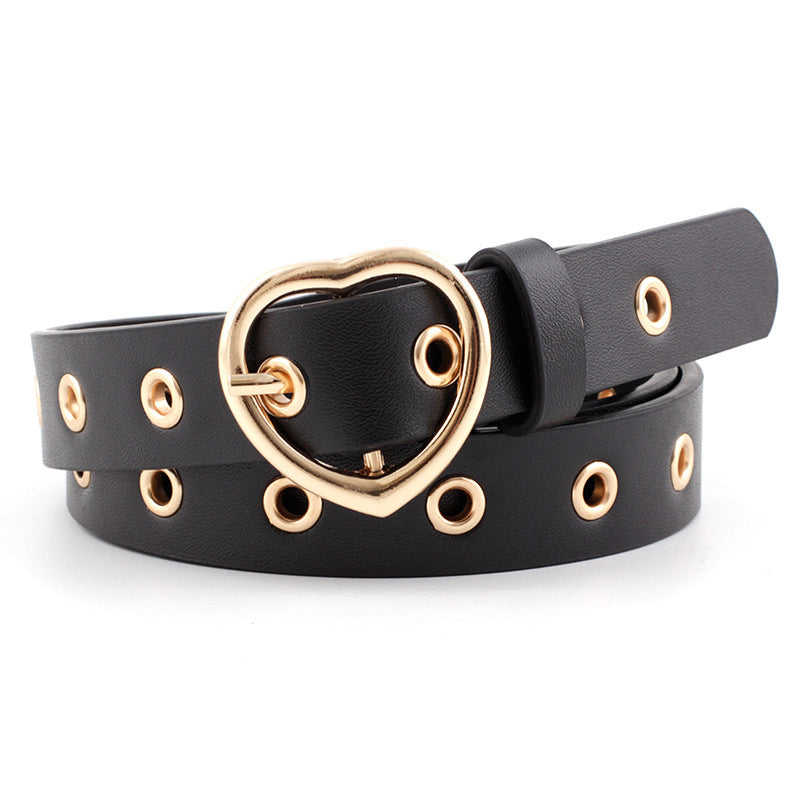 Love Gold Buckle Air Hole Hollow Belts