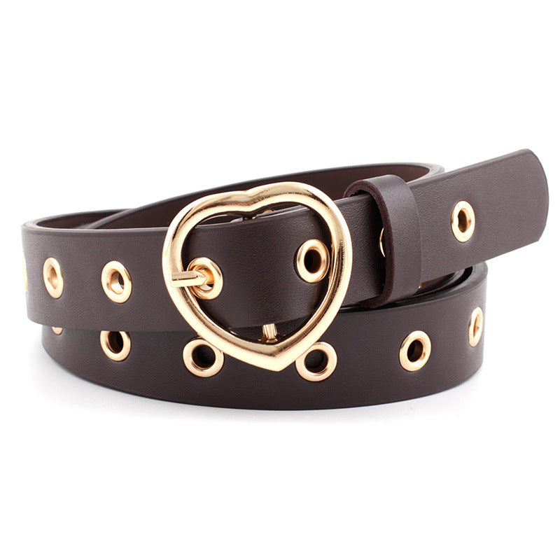 Love Gold Buckle Air Hole Hollow Belts