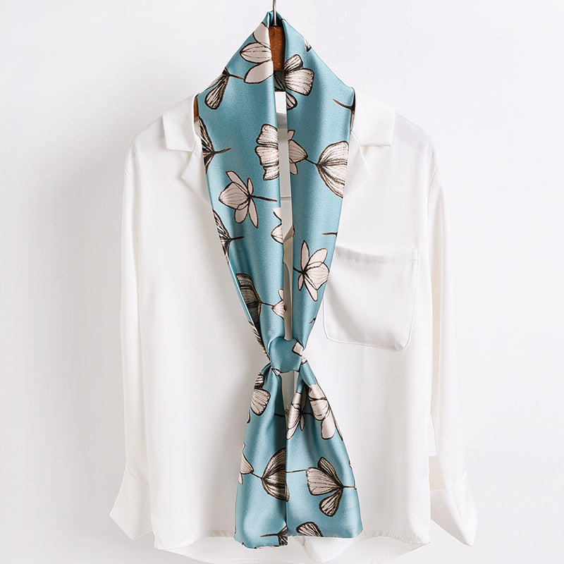 Women's Thin Narrow Strip Small Silk Western Scarfs