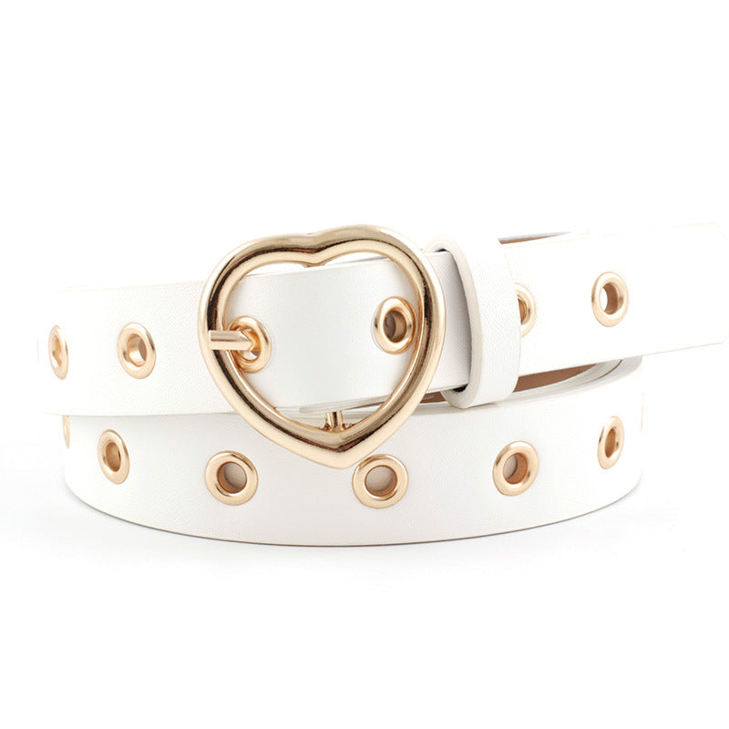 Love Gold Buckle Air Hole Hollow Belts