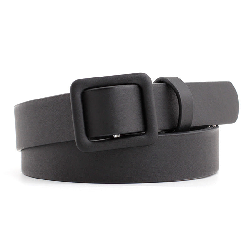 Women's Fashion Square Buckle Decoration Solid Color Belts