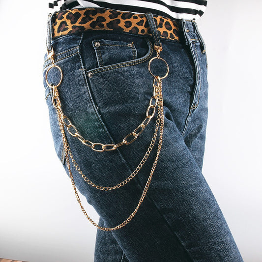 Zipper Waist Chain Punk Rock Nightclub Jeans Decoration Belts