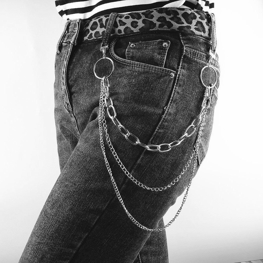 Zipper Waist Chain Punk Rock Nightclub Jeans Decoration Belts