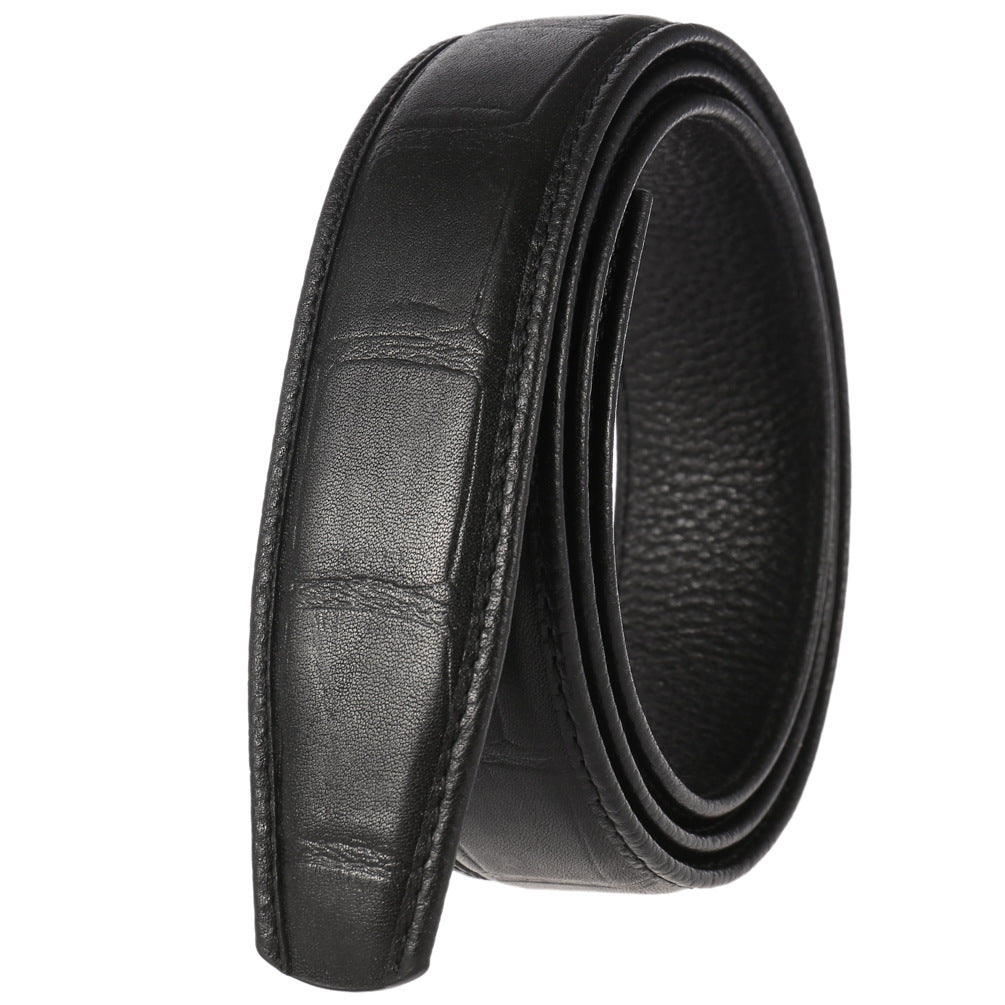 Layer Cowhide Automatic Buckle Patterned Leather Belts