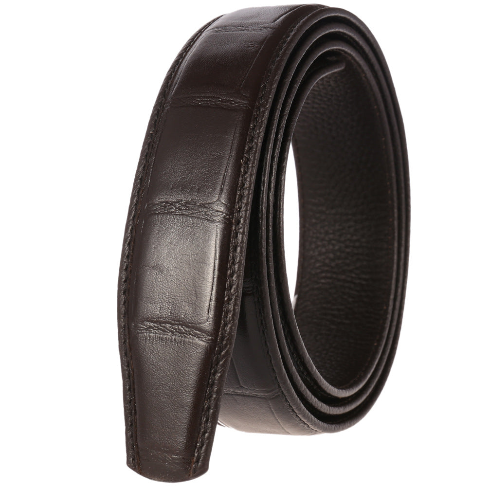 Layer Cowhide Automatic Buckle Patterned Leather Belts