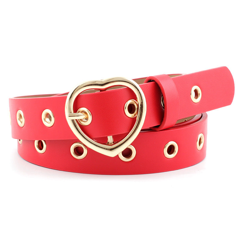 Love Gold Buckle Air Hole Hollow Belts