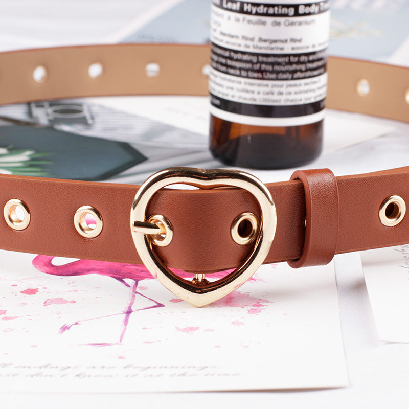 Love Gold Buckle Air Hole Hollow Belts