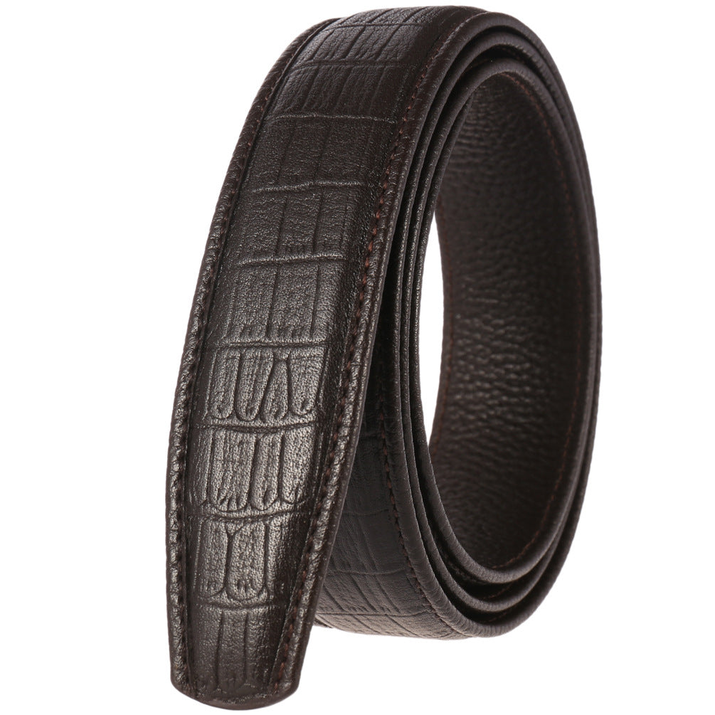 Layer Cowhide Automatic Buckle Patterned Leather Belts