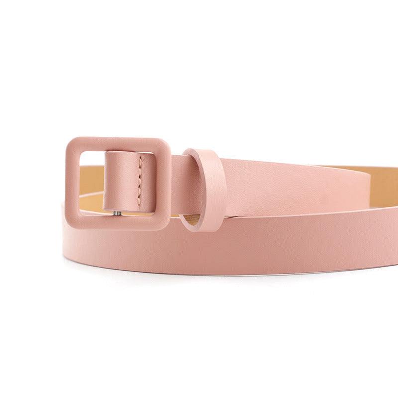 Women's Fashion Square Buckle Decoration Solid Color Belts