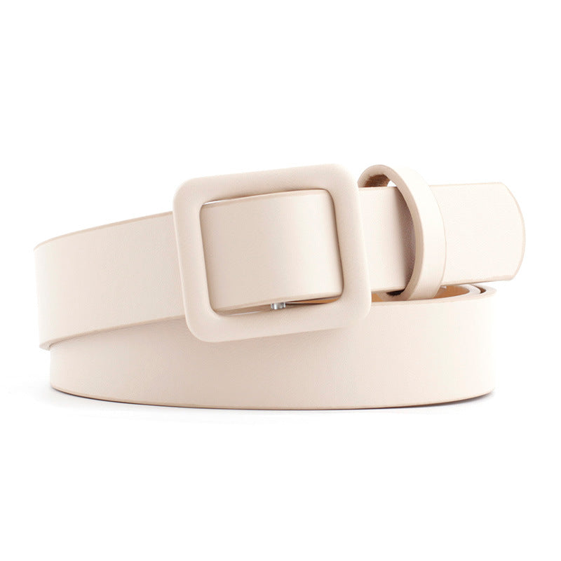 Women's Fashion Square Buckle Decoration Solid Color Belts