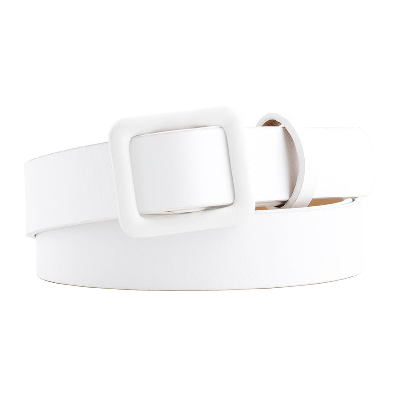 Women's Fashion Square Buckle Decoration Solid Color Belts