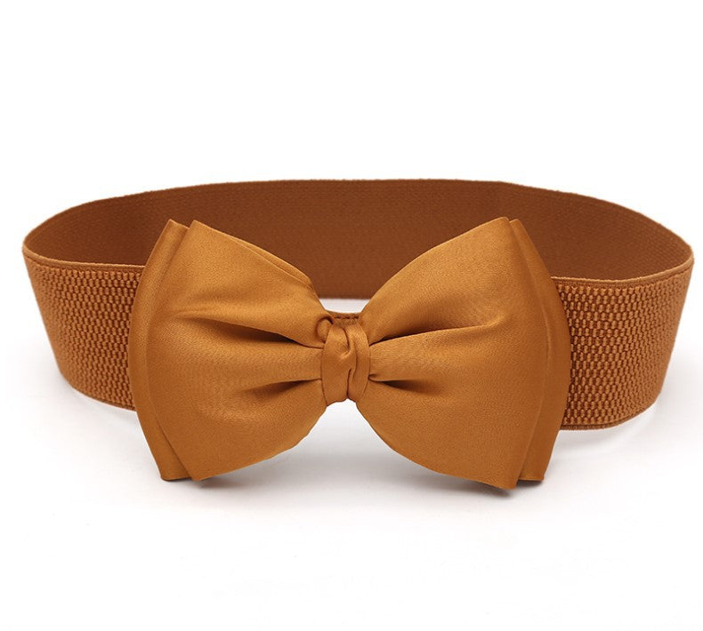 Women's Fashion Fabric Bow Waist Seal Width Belts