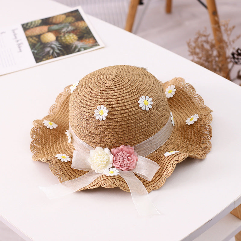 Hat Female Protection Princess Beach Little Straw Kids' Headwear