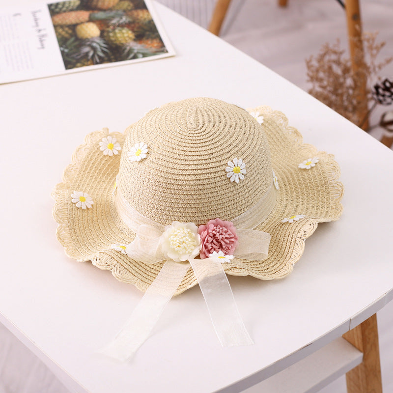 Hat Female Protection Princess Beach Little Straw Kids' Headwear