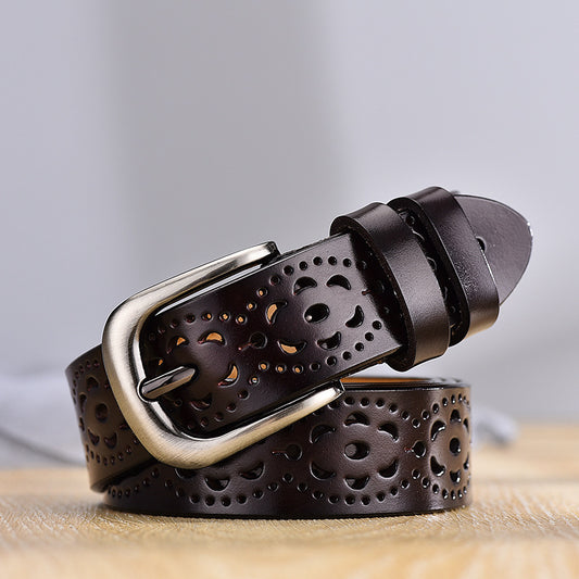 Women's Leather Korean Style Hollow Pin Buckle Belts